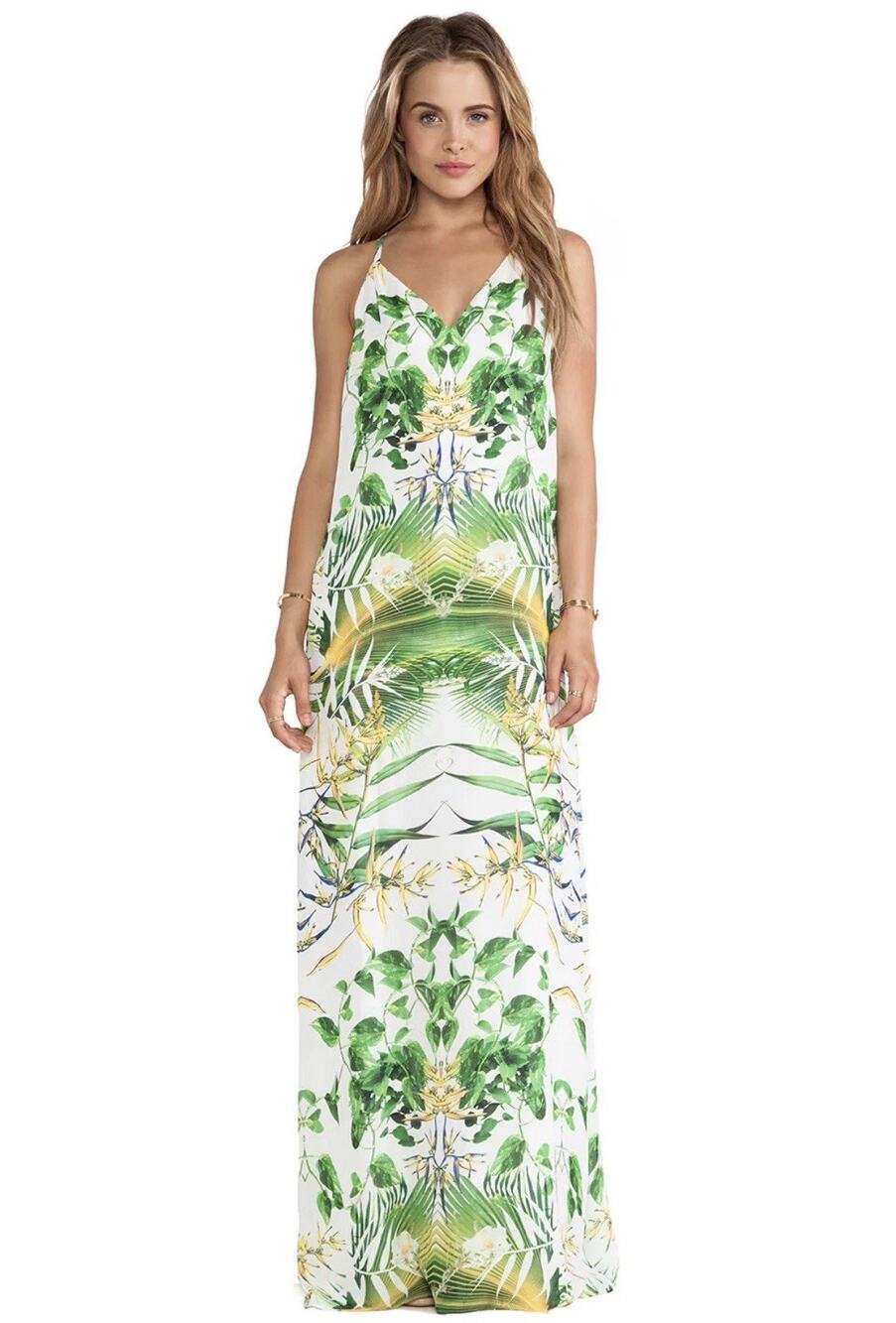 Alice + Olivia Dove Relaxed Maxi Dress Small Beach Resort Vacation Large